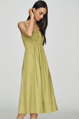 Maeve Cotton Ruched Midi Dress