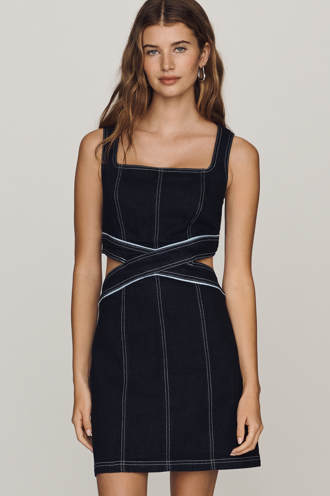 Pilcro Cutout Denim Mini Dress