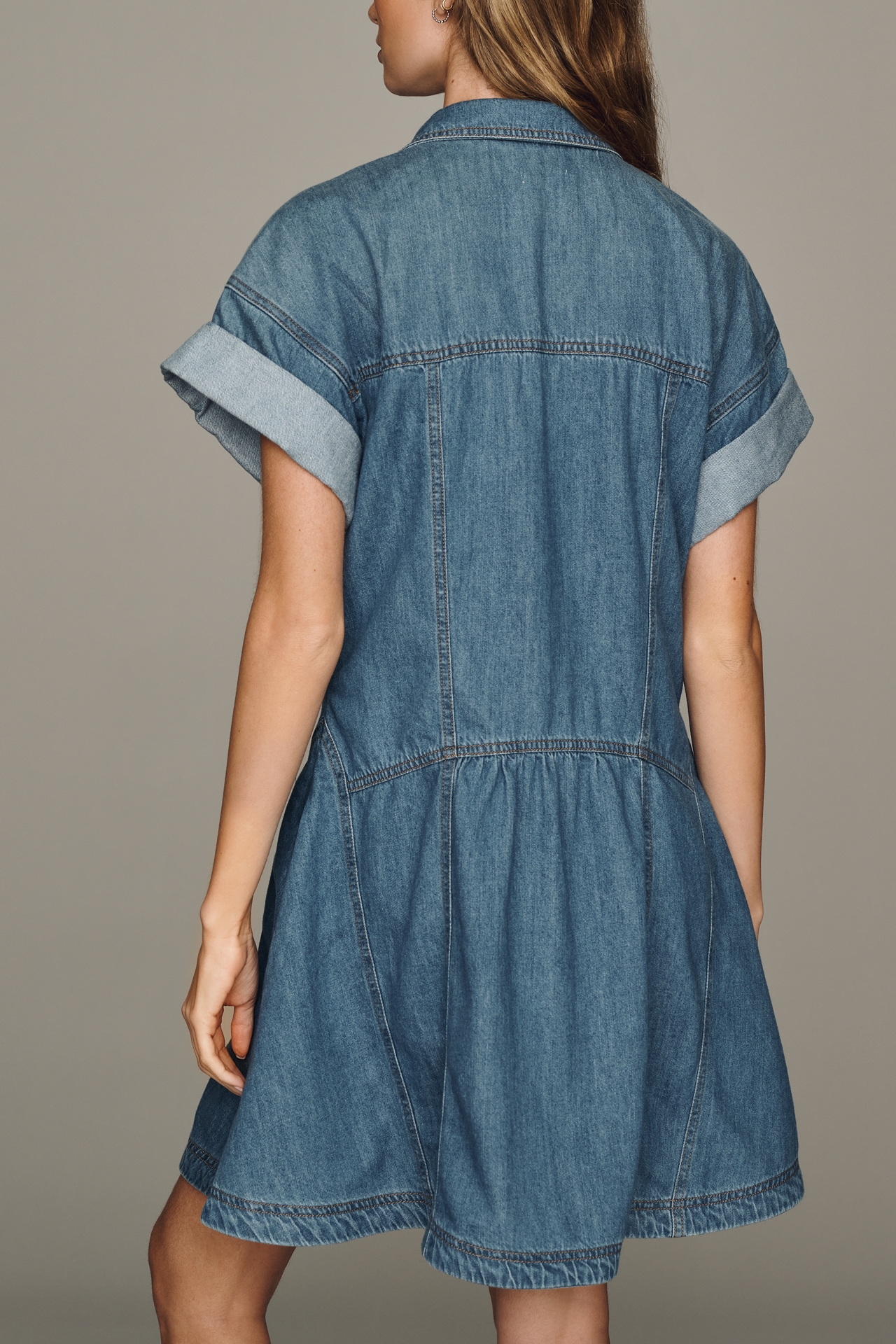 Pilcro Cotton Denim Mini Shirt Dress