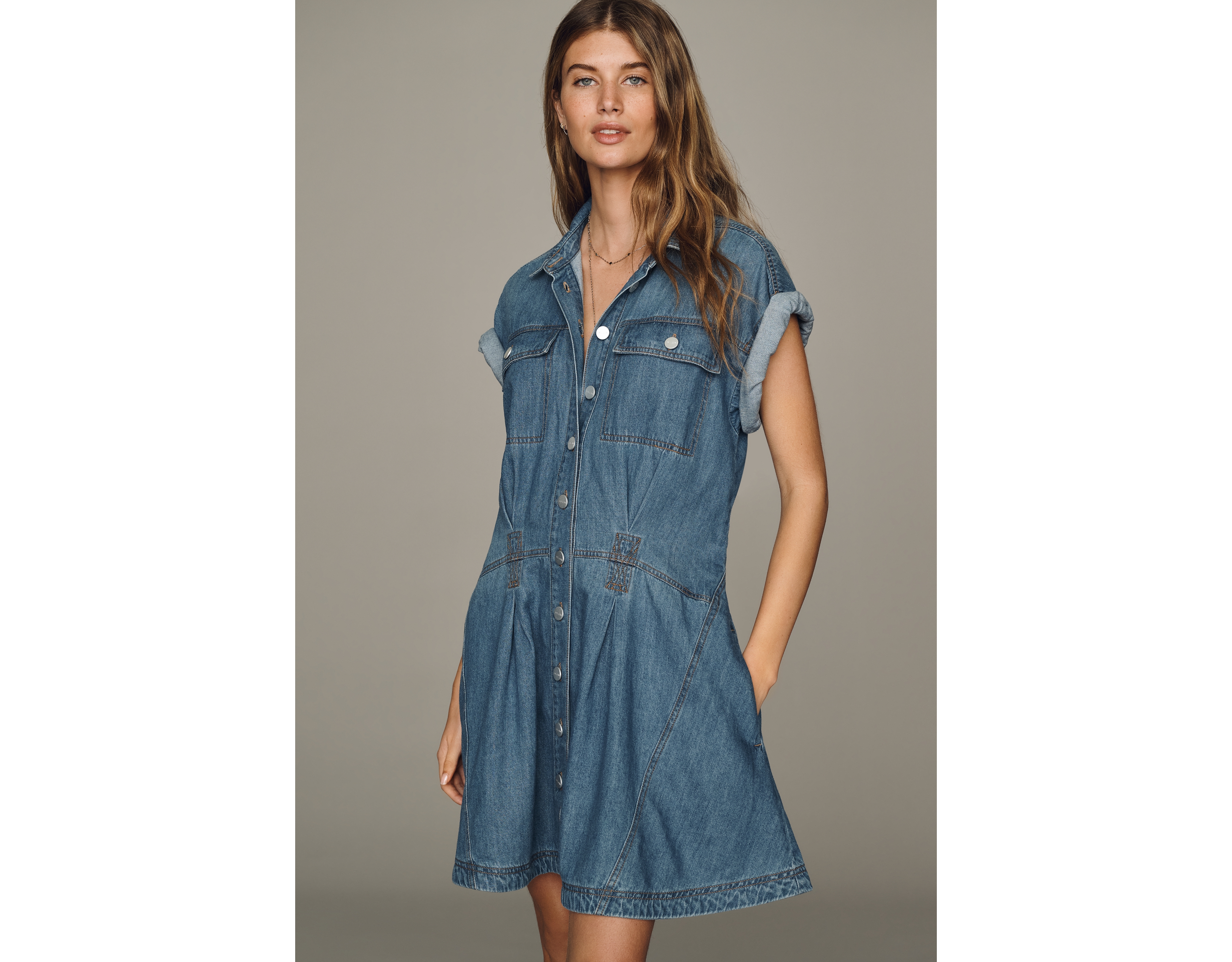 Pilcro 100% Cotton Denim Mini Shirtdress