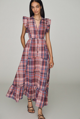 Pilcro Button-front Ruffle Maxi Dress In Multicolor