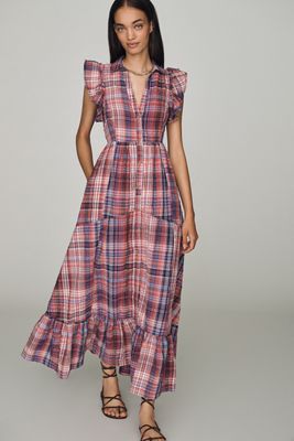 Pilcro Button-Front Ruffle Maxi Dress