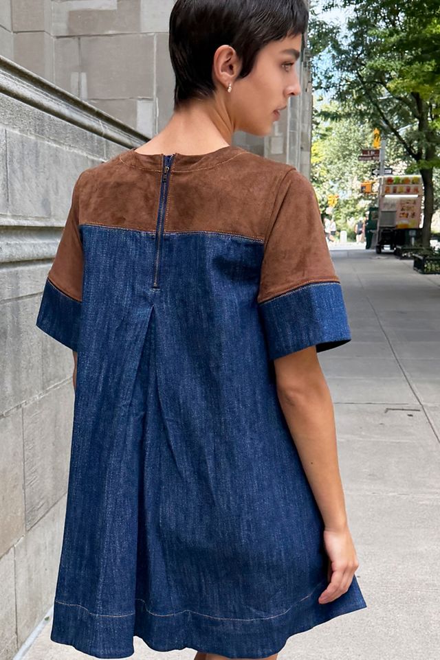 Maeve Emmy Denim Faux-Suede Mini Dress #1