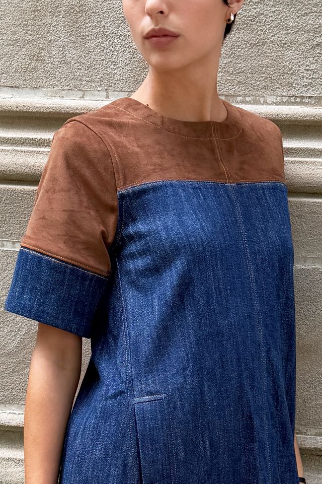 Maeve Emmy Denim Faux-Suede Mini Dress #2