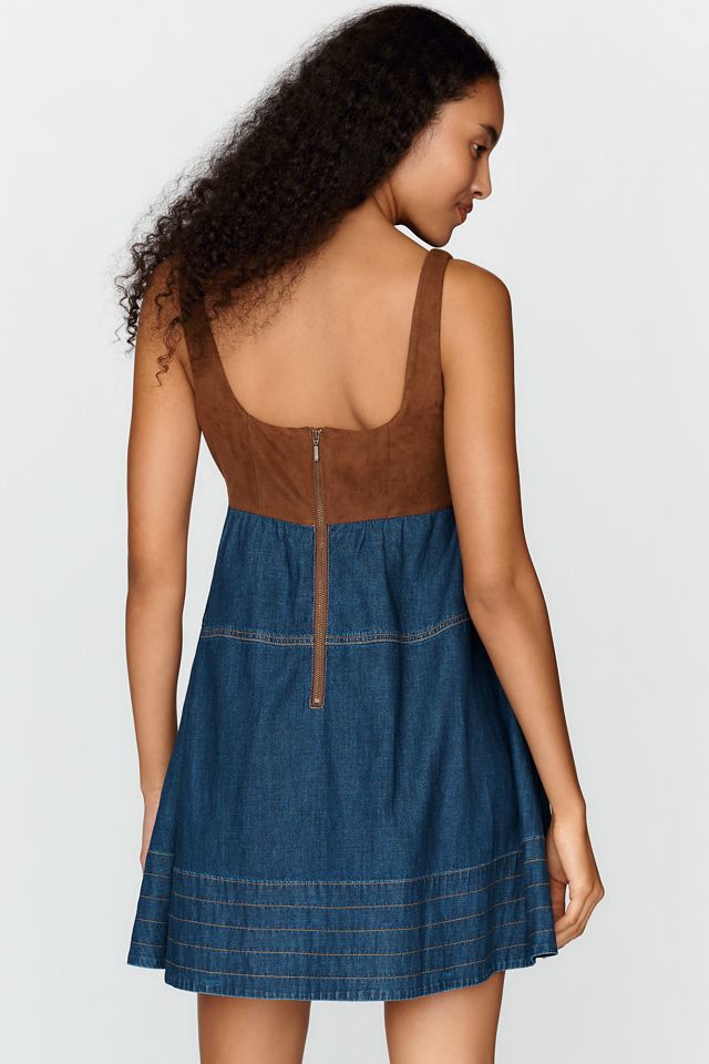 Maeve Contrast Denim Mini Dress #1