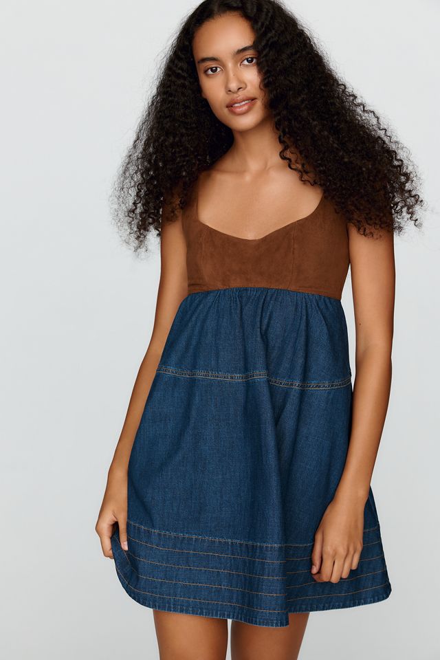 Maeve Contrast Denim Mini Dress #3