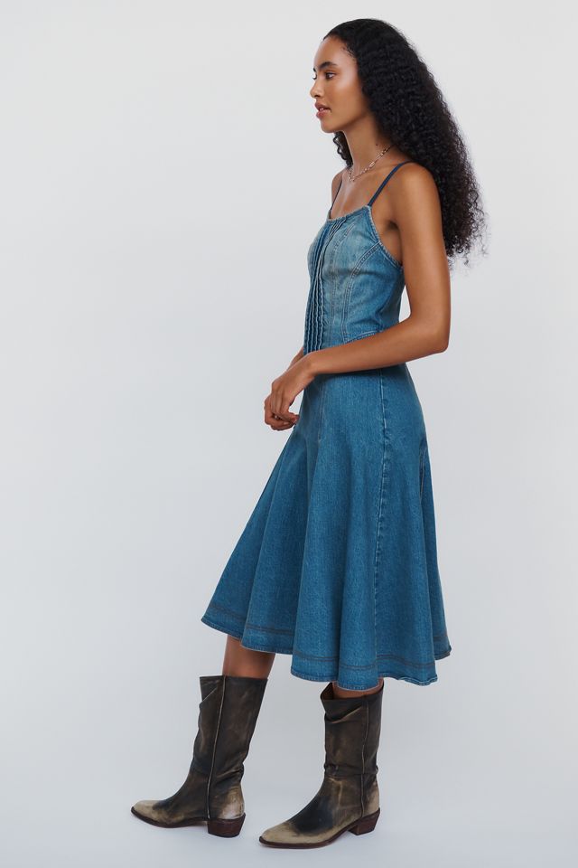 Pilcro Denim Drop-Waist Midi Dress #3