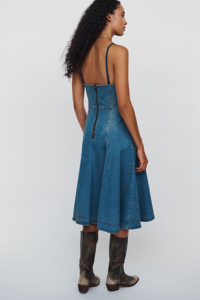Pilcro Denim Drop-Waist Midi Dress #4