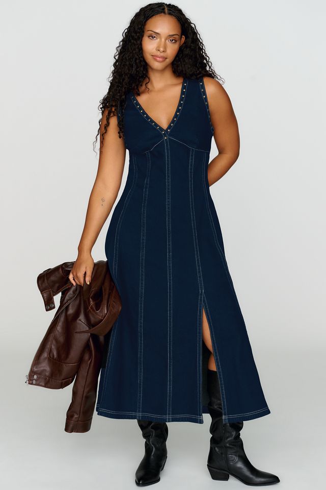 Pilcro Studded Denim Midi Dress #3