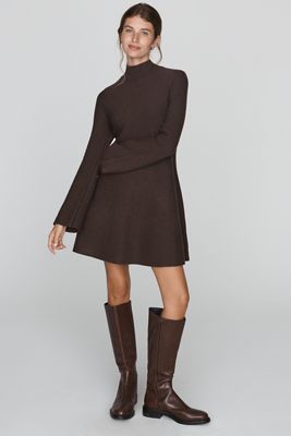 By Anthropologie Wool-Blend Mock Neck Mini Dress