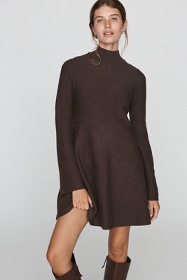 By Anthropologie Wool Blend Mock Neck Sweater Mini Dress