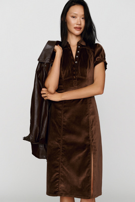 Pilcro Rebekah Velvet Slim Midi Dress by Anthropologie