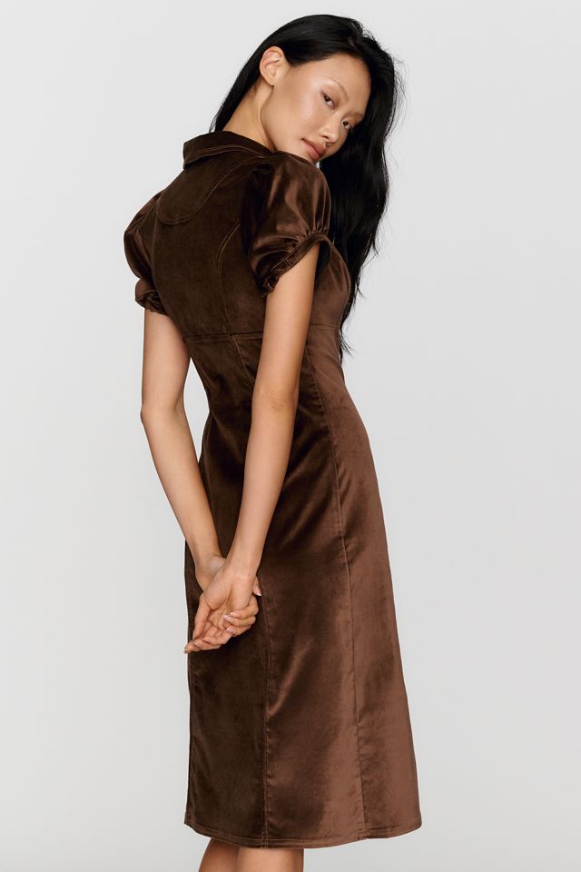 Robe midi ajustée en velours Rebekah Pilcro #2