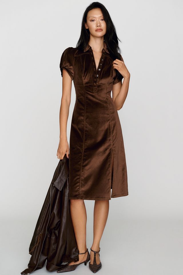 Robe midi ajustée en velours Rebekah Pilcro #3