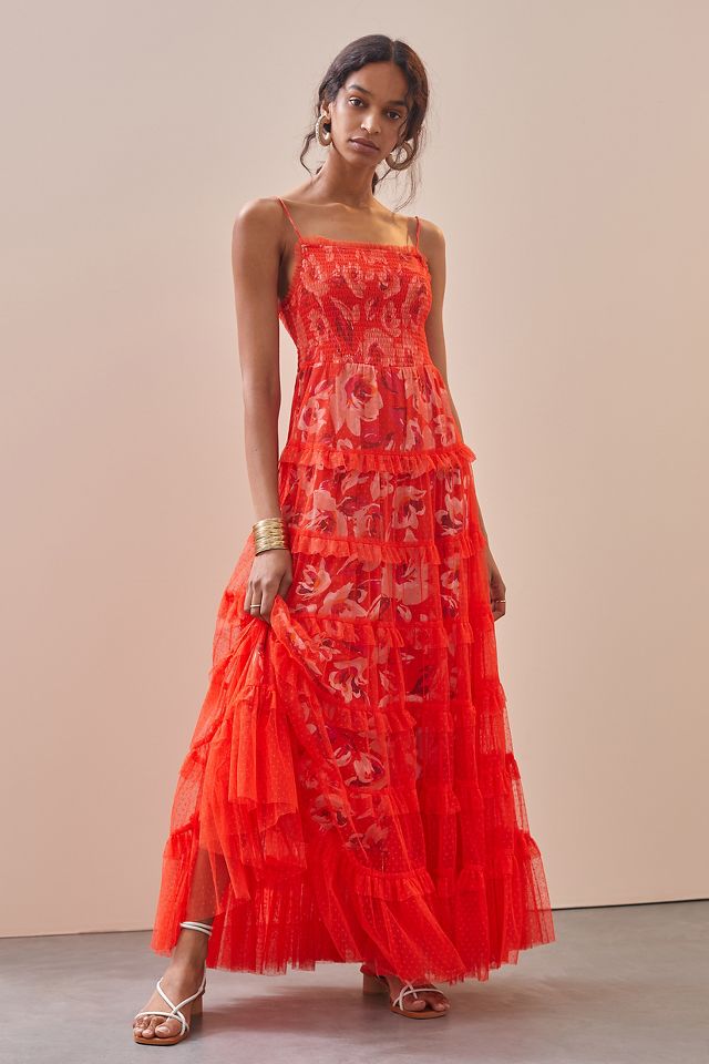 Tiered tulle outlet maxi dress