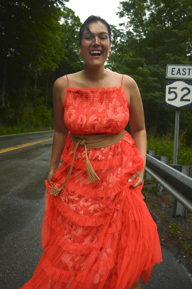knee length dresses for ladies By Anthropologie Tulle Dot Maxi Dress  katie + hubbell