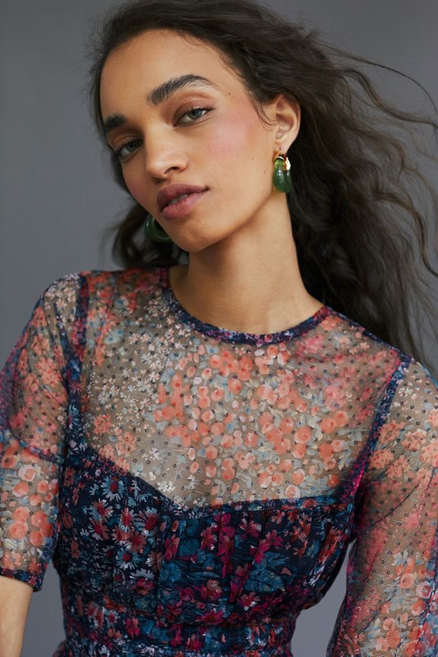 ruched floral maxi dress maeve by anthropologie Maeve Dress Women 2 Maxi Floral Ruched Flare Anthropologie Deep V Party  Core No