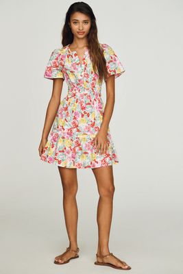 sachin and babi light blue dress printed floral casual summer short sleeve dress long length