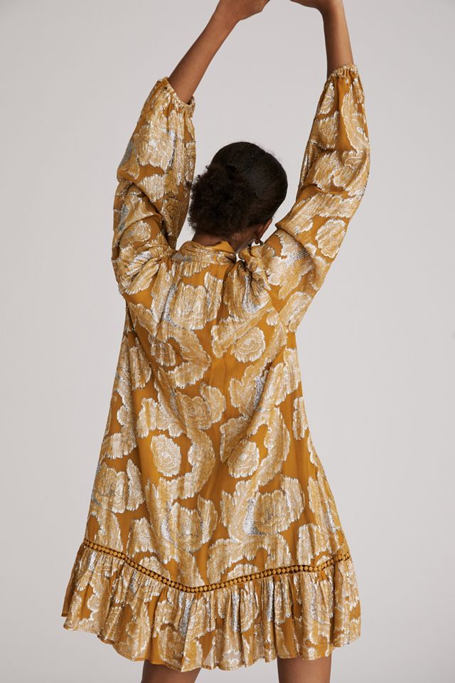 Maeve Tie-Neck Metallic Tunic Dress #4
