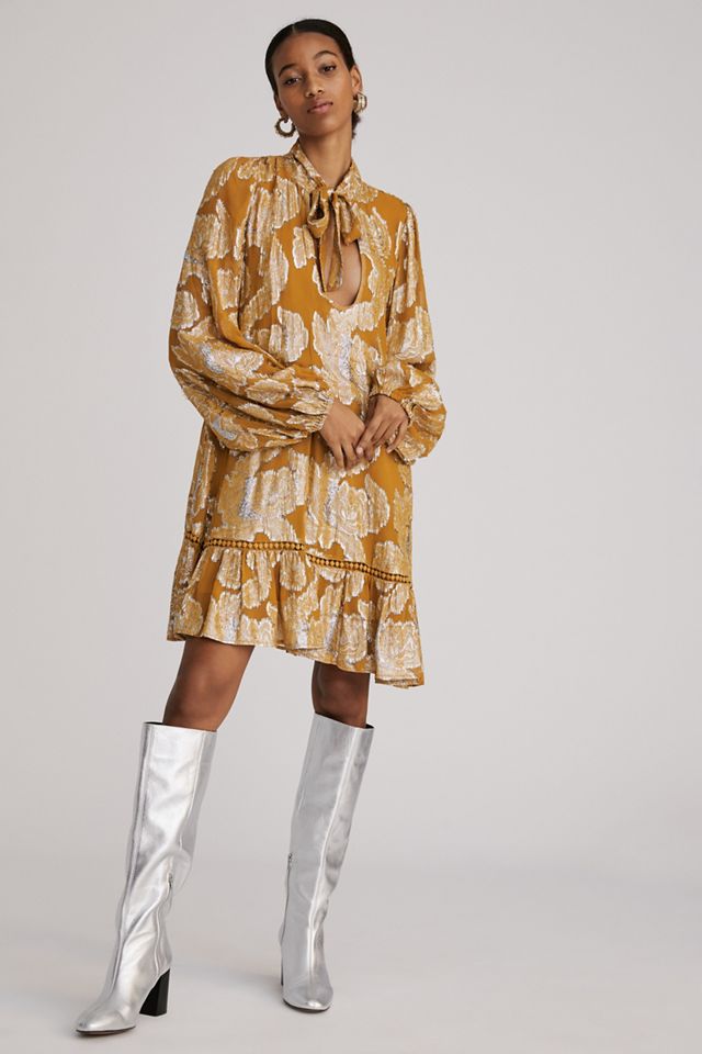 Maeve Tie-Neck Metallic Tunic Dress #5
