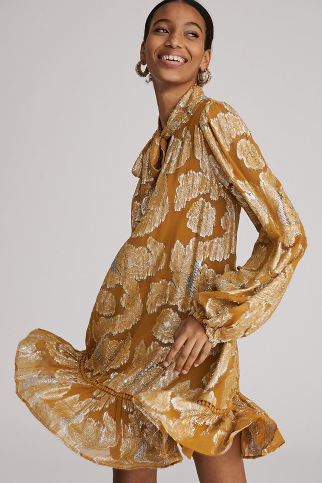 Maeve Tie-Neck Metallic Tunic Dress #2