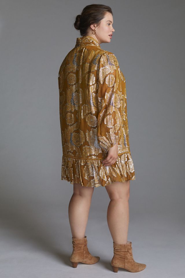 Maeve Tie-Neck Metallic Tunic Dress #9