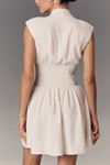 The Tommie Cap-Sleeve Smocked Front-Zip Shirt Dress: Linen Mini Edition