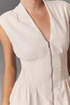 The Tommie Cap-Sleeve Smocked Front-Zip Shirt Dress: Linen Mini Edition