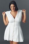 The Tommie Cap-Sleeve Smocked Front-Zip Shirt Dress: Linen Mini Edition