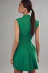 The Tommie Cap-Sleeve Smocked Front-Zip Shirt Dress: Linen Mini Edition