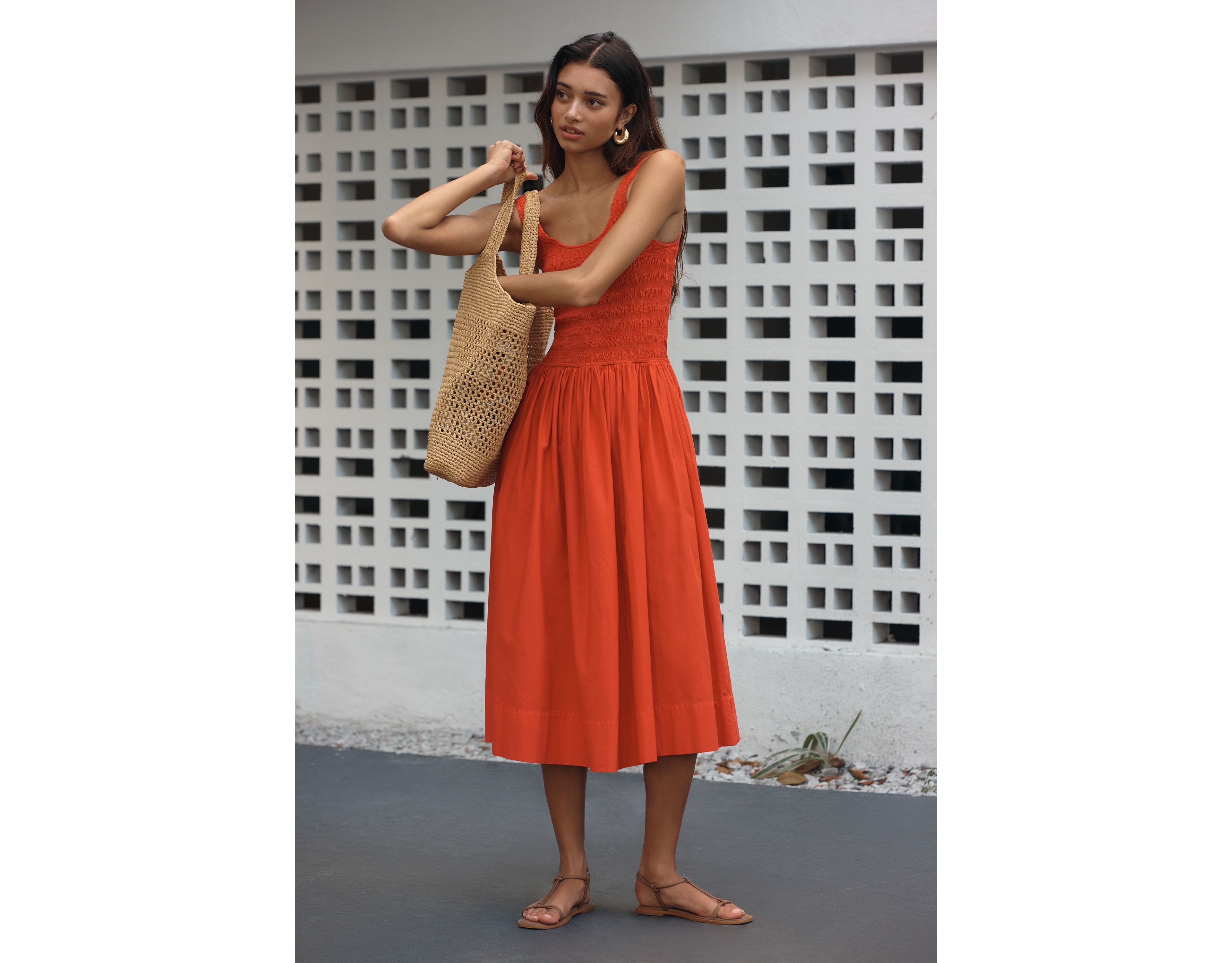 Pistola Alessia Sleeveless Square-Neck Midi Dress