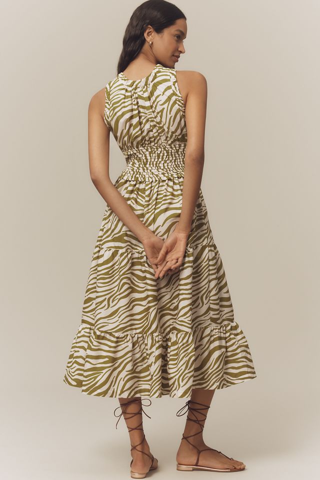 By Anthropologie Sleeveless Poplin Smocked Midi Dress #1