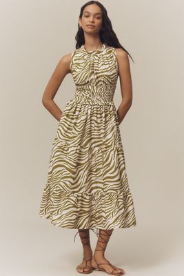 ワンピース LACE CONTRAST COLLAR MIDI By Anthropologie Sleeveless Collared Lace Midi Dress