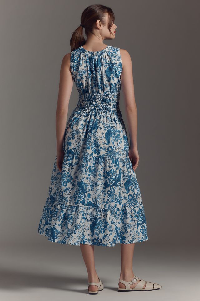 By Anthropologie Sleeveless Poplin Smocked Midi Dress | Anthropologie