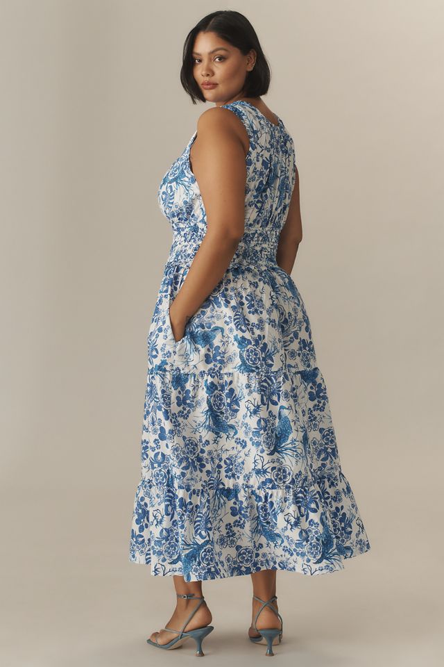 By Anthropologie Sleeveless Poplin Smocked Midi Dress | Anthropologie