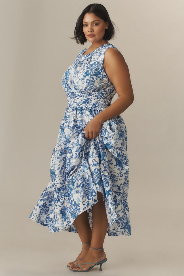 By Anthropologie Sleeveless Poplin Smocked Midi Dress | Anthropologie