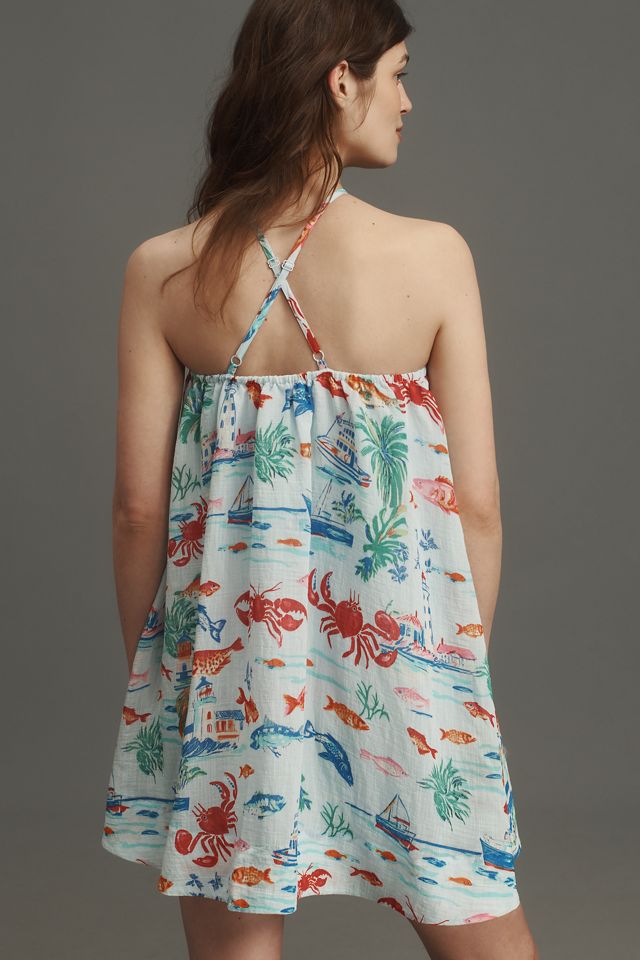 Maeve Printed Halter Swing Mini Dress #1