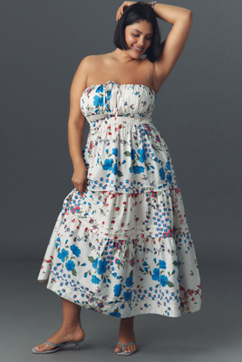 The Somerset Collection By Anthropologie The Somerset Maxi Dress: Strapless Edition In Blue