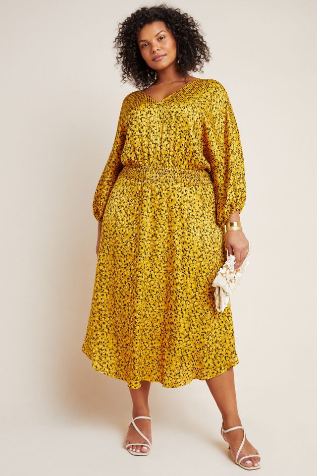 Anthropologie mustard outlet dress