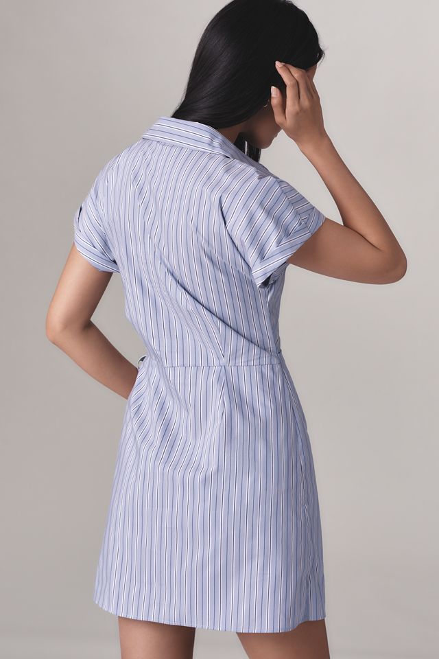 Mave Button-Front Wrap Mini Shirt Dress #1