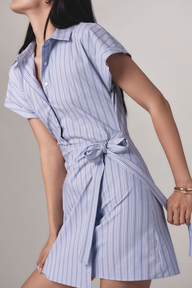 Mave Button-Front Wrap Mini Shirt Dress #3