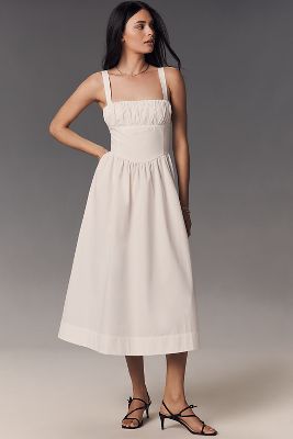 Drop-Waist Ruched Midi Dress en taille: 2XS - By Anthropologie - Modalova