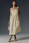 By Anthropologie Drop-Waist Ruched Midi Dress