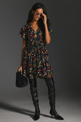 satin handkerchief mini dress Widow Floral Satin Handkerchief Mini Dress