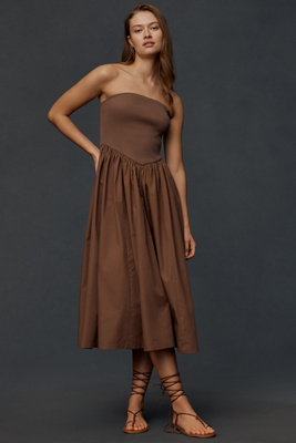 By Anthropologie Basque-Waist A-Line Midi Dress product page