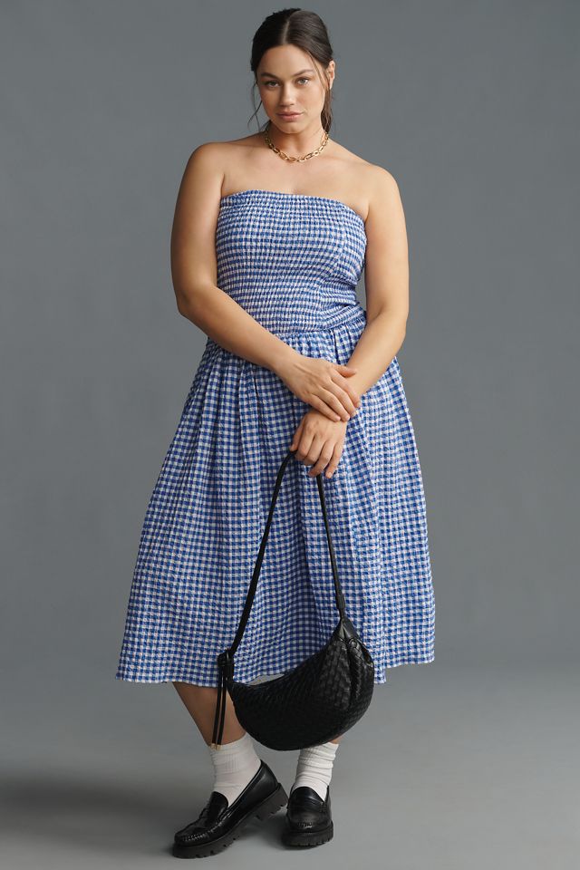 Maeve Strapless Smocked Midi Dress #6