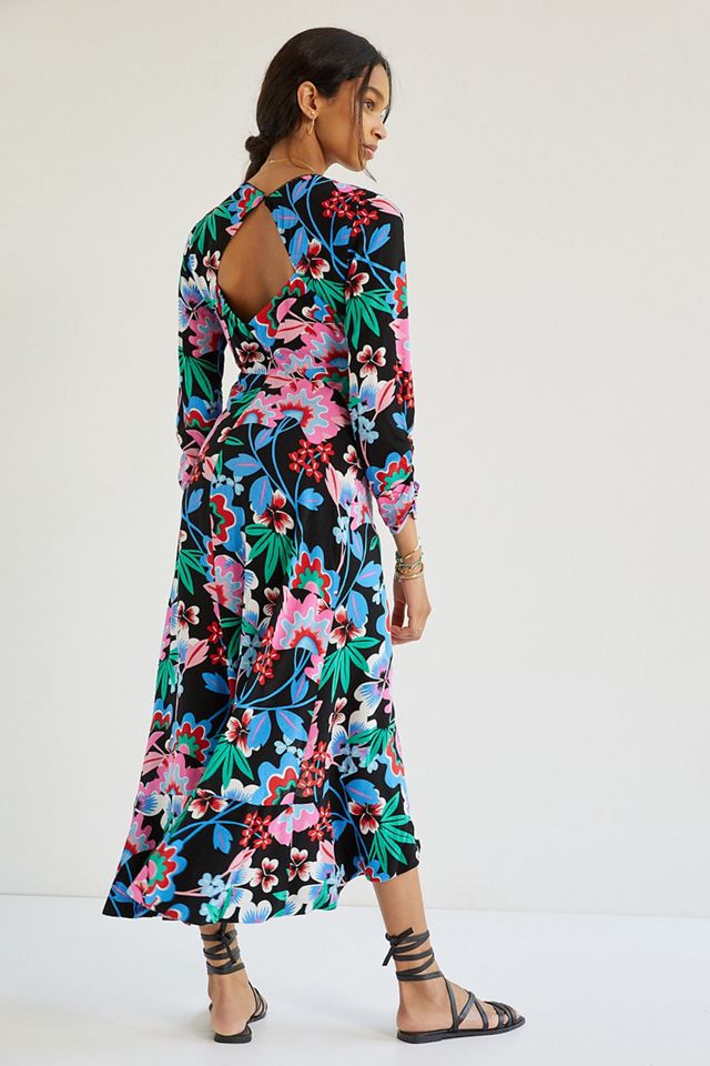 knee length dresses for ladies New Anthropologie Black & Pink Floral