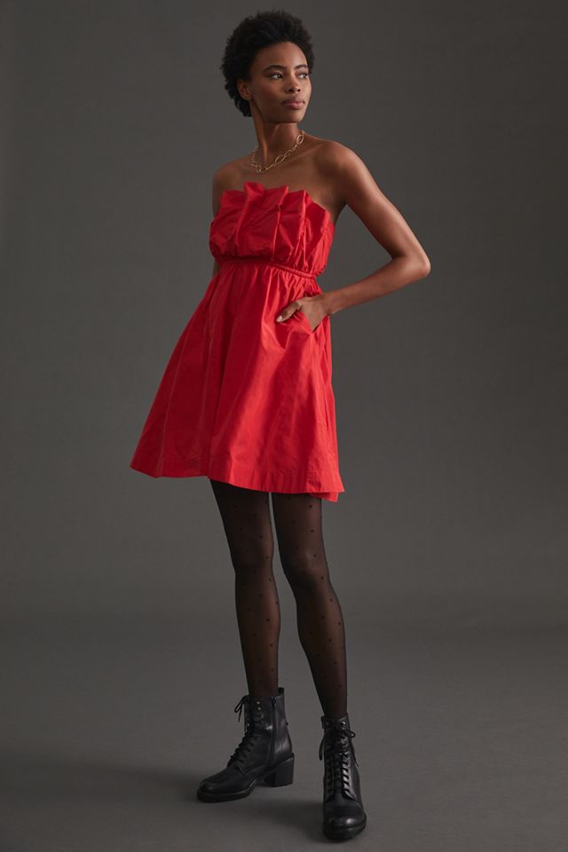 Ruffled Taffeta Mini Dress #1