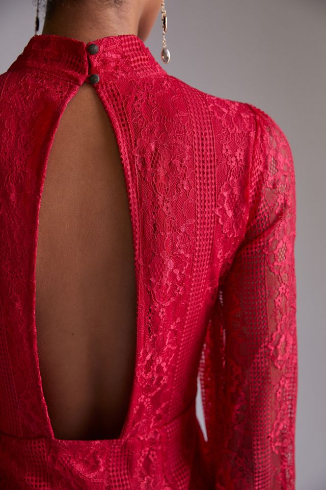 Maeve Open-Back Lace Mini Dress #1