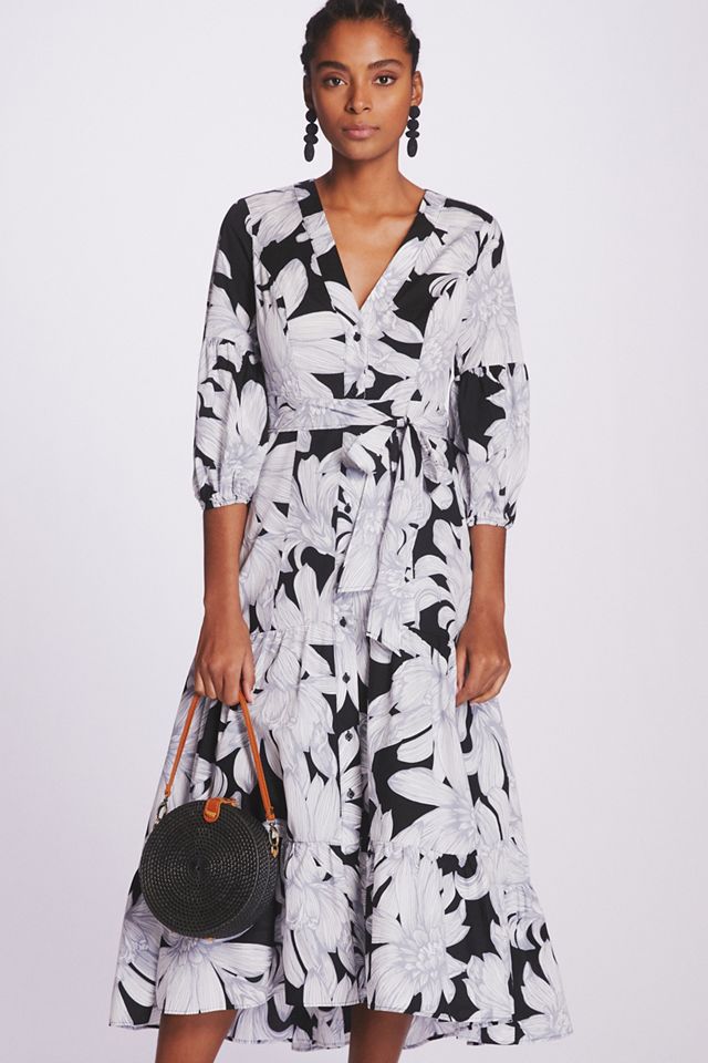 Maeve Puff-Sleeved Midi Dress | Anthropologie
